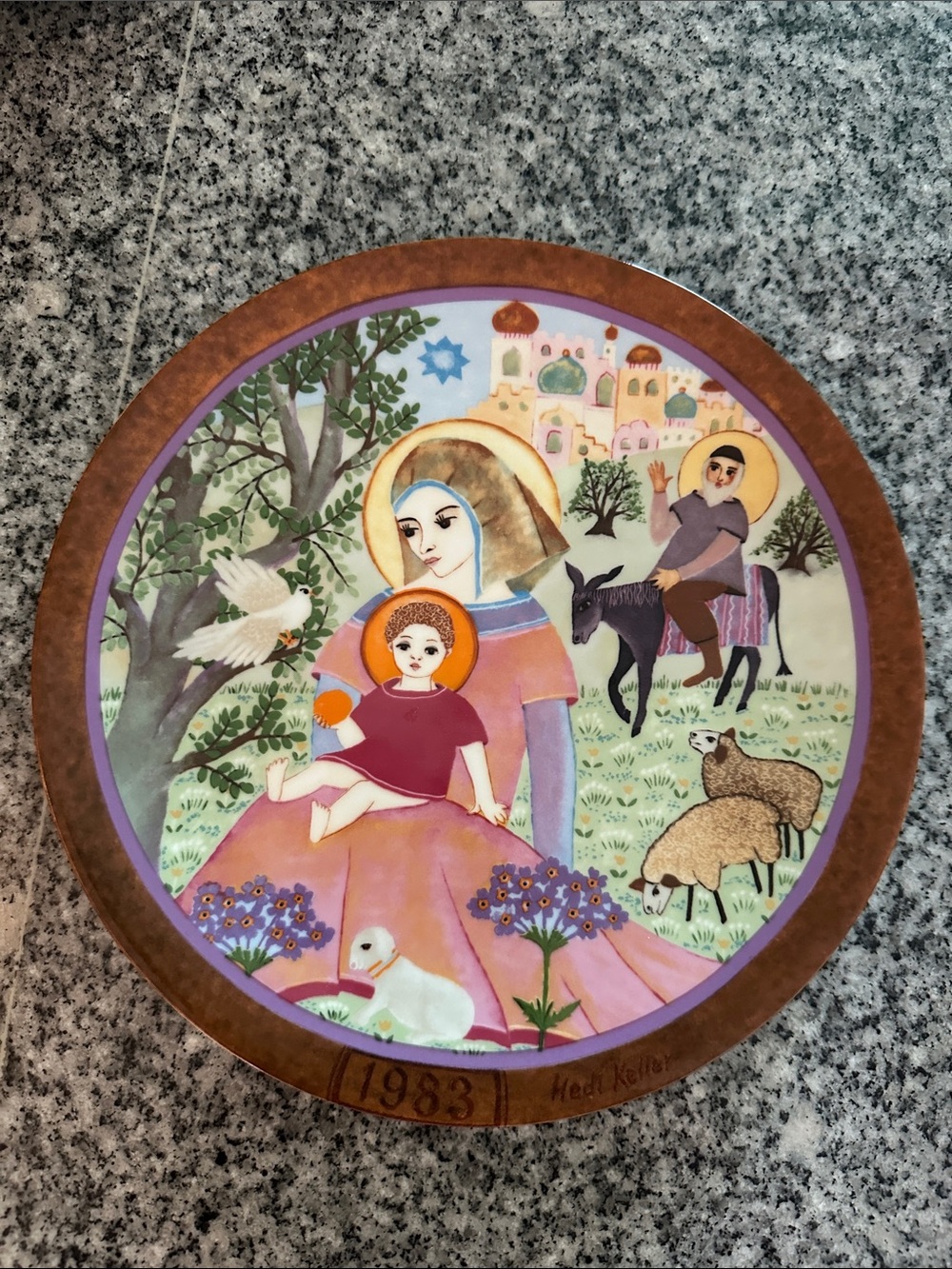 Heidi Keller Nativity Decorative Holiday Plate - Pink, Purple, Brown